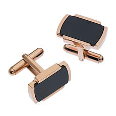 James Michael Men's Rosetone and Black Stainless Steel Cuff Links
