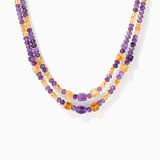 Jay King 2 Strand Amethyst & Citrine Necklace, Sterling