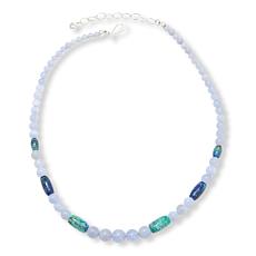 Jay King Blue Chalcedony & Milpillas Azurite Malachite SS Necklace