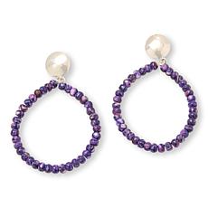 Jay King Composite Purple Spiny Oyster Shell Hoop Drop Earrings