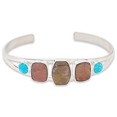 Jay King Fossil Ammonite and Kingman Turquoise Cuff Bracelet 