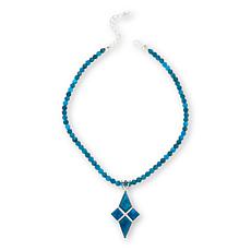 Jay King Gallery Collection Blue Apatite Pendant with Beaded Necklace