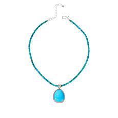 Jay King Gold-Color Matrix Turquoise Pendant with Bead Necklace