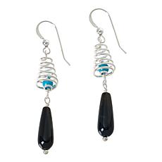 Jay King Kingman Turquoise and Midnight Chalcedony Drop Earrings 