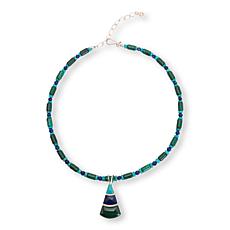 Jay King Malachite, Lapis and Turquoise Pendant with Beaded Necklace
