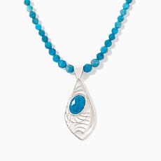Jay King Neon Blue Apatite Pendant with Beaded Necklace