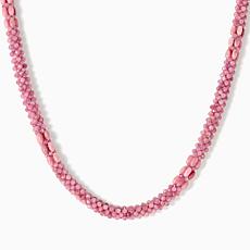 Jay King Pink Tourmaline and Rhodonite Sterling Silver Woven Necklace
