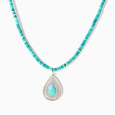 Jay King Sterling Campitos Turquoise Pendant with Beaded Necklace