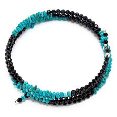 Jay King Sterling Silver Black Spinel and Turquoise Bead Coil Bracelet