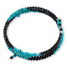 Jay King Sterling Silver Black Spinel and Turquoise Bead Coil Bracelet