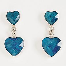 Jay King Sterling Silver Blue Apatite Heart Drop Earrings