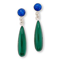 Jay King Sterling Silver Lapis and Malachite Drop Earrings