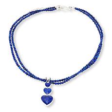 Jay King Sterling Silver Lapis Hearts Pendant with 2-Strand Necklace