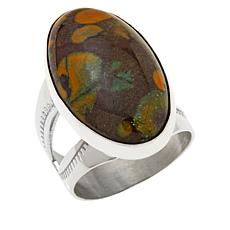 Jay King Sterling Silver Multicolor Yellow Flower Stone Oval Ring