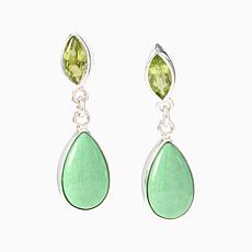 Jay King Sterling Silver Peridot and Variscite Drop Earrings