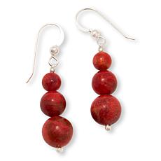 Jay King Sterling Silver Red Branch Coral Bead Drop Earrings