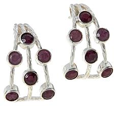 Jay King Sterling Silver Ruby Multi-Stone J-Hoop Earrings