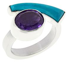 Jay King Sterling Silver Sonoran Turquoise and Amethyst Ring