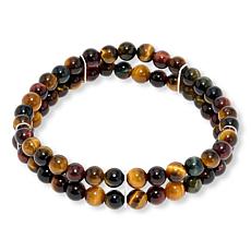 Jay King
Tiger's Eye and Blue Hawk's Eye 2-Strand Stretch Bracelet
