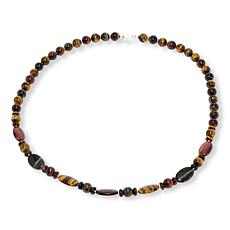 Jay King Tiger's Eye and Blue Hawk's Eye Quartz Bead 32" Necklace