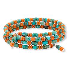 Jay King Turquoise and Orange Coral Coil Bracelet
