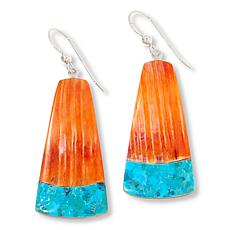 Jay King Turquoise and Orange Spiny Oyster Shell Drop Earrings