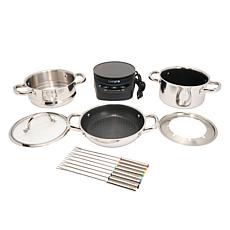 Jet Tila Hybrid Nonstick Clad Cookware Set with Hot Plate Burner