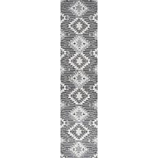 JONATHAN Y High-Low Pile Neutral Diamond Indoor/Outdoor 2 x 8' Runner