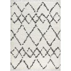 Jonathan Y Mercer Shag Plush Tassel Geometric Trellis Cream Area Rug