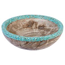 KALIFANO Dark and Black Petrified Wood Howlite Rim Jewelry Bowl