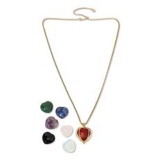 KALIFANO Interchangeable Gemstone Pendant with Adjustable Bolo Chain