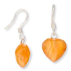 KALIFANO Red Agate Heart Drop Earrings