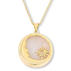 KALIFANO Rose Quartz Moon Pendant with Chain