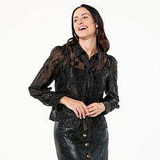 kathy ireland® Fashion 360 Paris Night Lace Blouse with Camisole