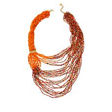 KENDI AMANI Makandi 18" Braided Hand-Beaded Bib Necklace