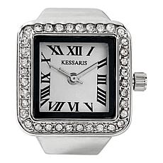 Kessaris Crystal-Accent Expansion Band Ring Watch