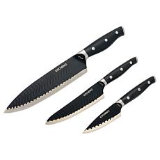 Kitchen HQ 3-piece Wavy Edge Nonstick Essential Knife Set