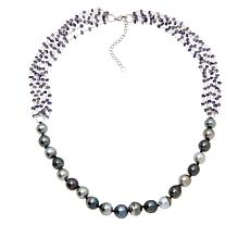 Kwan Collections Tahitian Black Pearl and Iolite Bead Necklace