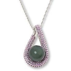 Kwan Collections Tahitian Pearl & Pink Sapphire Pendant with Chain