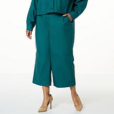 La Joie Faux Leather Wide-Leg Cropped Pant