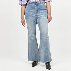 La Joie Vertical Slub Braided Belt Flare Leg Jean