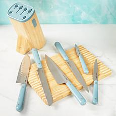 Leo Slate 7pc Knife Block Set with Glossy Handles