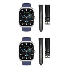 LetsFit E46 Smart Watch with Band and Charger Set of 2 - Silver