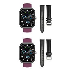LetsFit E46 Smart Watch with Band and Charger Set of 2 - Black