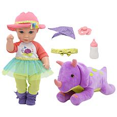 Little Darlings: Hop On Baby & Plush Dino, 15" Baby Doll & Dinosaur