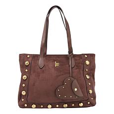London Fog Lisa Studded Faux Suede Tote Bag