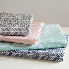Madison Park Essentials Chevron Microfiber Sheet Set - Grey - Queen
