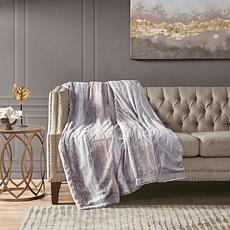 Madison Park Zuri Oversized Faux Fur Throw 60"x70" -  Blush/Grey