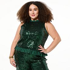Mark & James by Badgley Mischka Chester Ruffled Sequined Tank