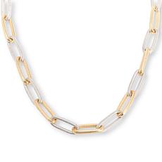 MarlaWynne 26" 2-Tone Textured Oval Link Necklace